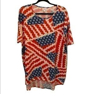 LuLaRoe American Flag Design Red Blue Long Tshirt Dress Women Small